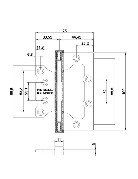 Balama QUADRO 1, Morelli, negru mat, 100*75*3
