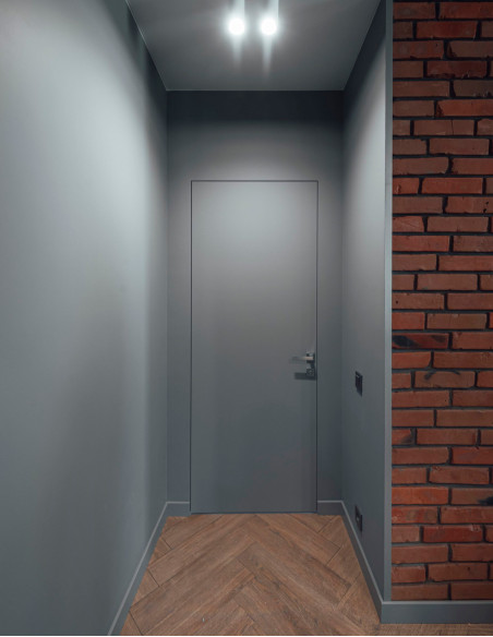 Ușă filomuro ALUM WOOD Blk (cant aluminiu negru) - 3 balamale, vata minerala